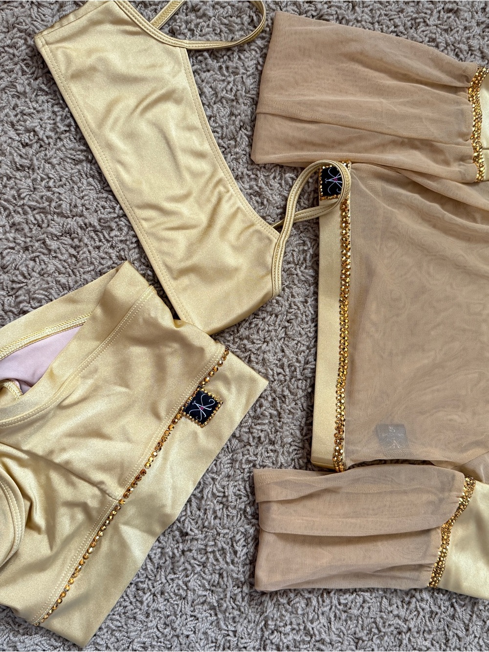 Kandi Kouture CM three piece rhinestoned GOLD dance set - Picture 3 of 8
